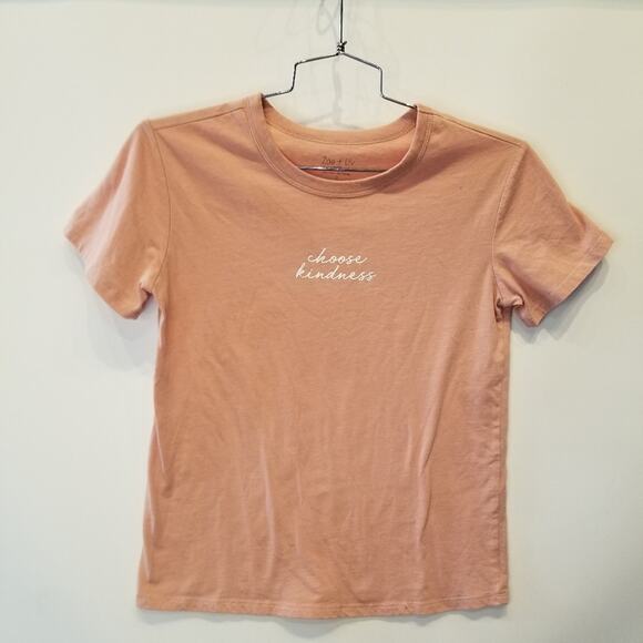 Zoe & Liv Choose Kindness Graphic Tee Short Sleeve Peach Pink T-Shirt Size S - Picture 2 of 10